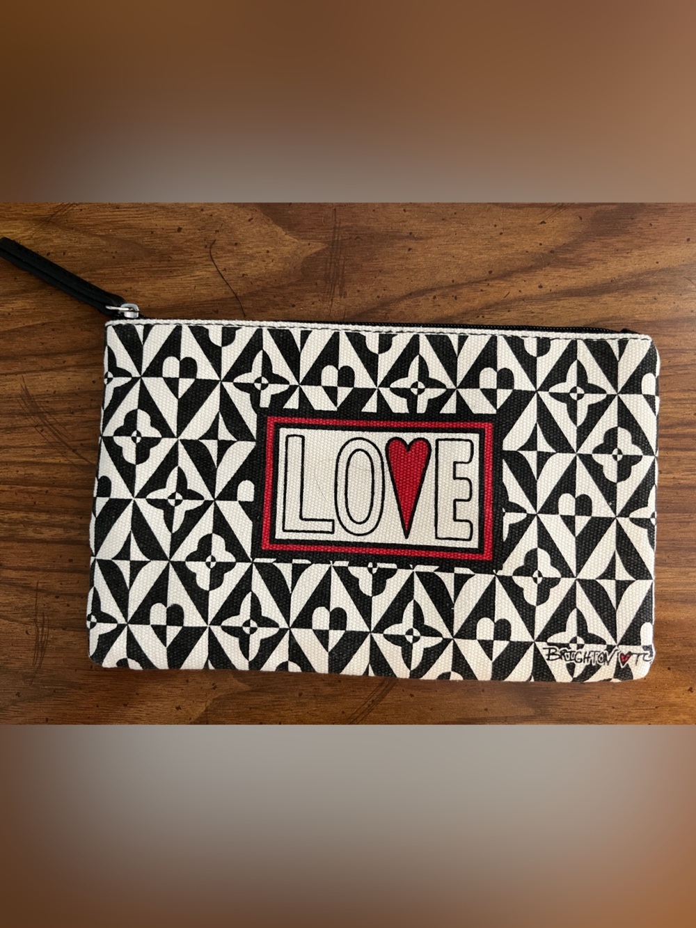 Brighton Fashionista Tom Clancy Love Clutch Pouch Black White Zipper
